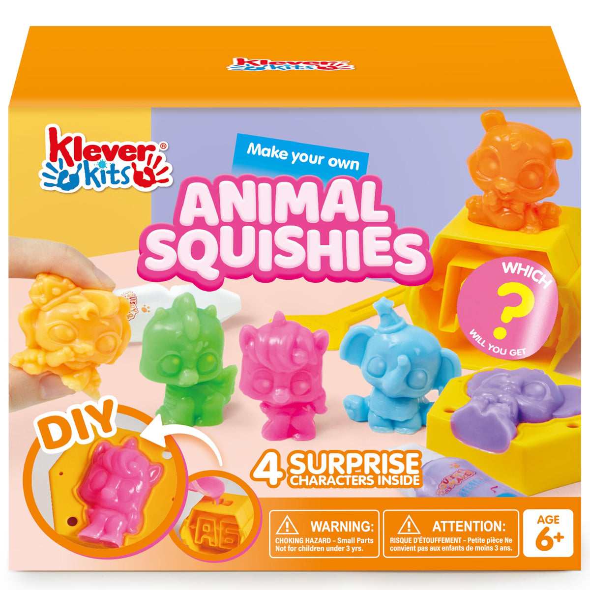 Klever Kits DIY Animal Squishies Mystery Box – 4 Surprise Characters