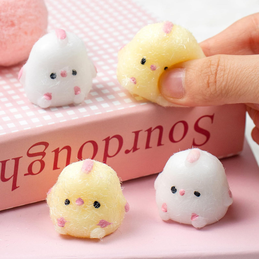 Mini Taba Squishy Chick Fidget Toys – 4-Pack (White & Yellow)