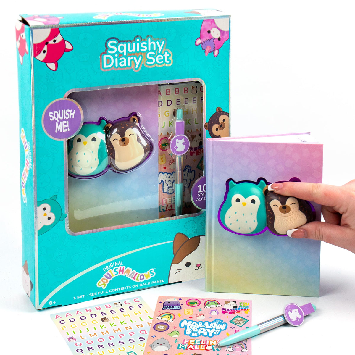 Squishmallows Squishy Diary Journaling Set – With Stickers & Pen