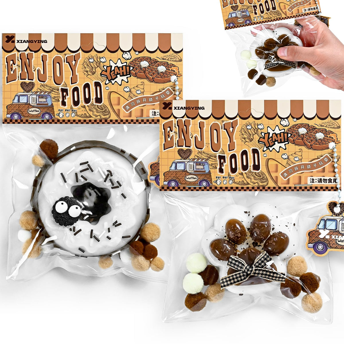 Taba Squishy Cat Paw & Donut Set – 2-Pack