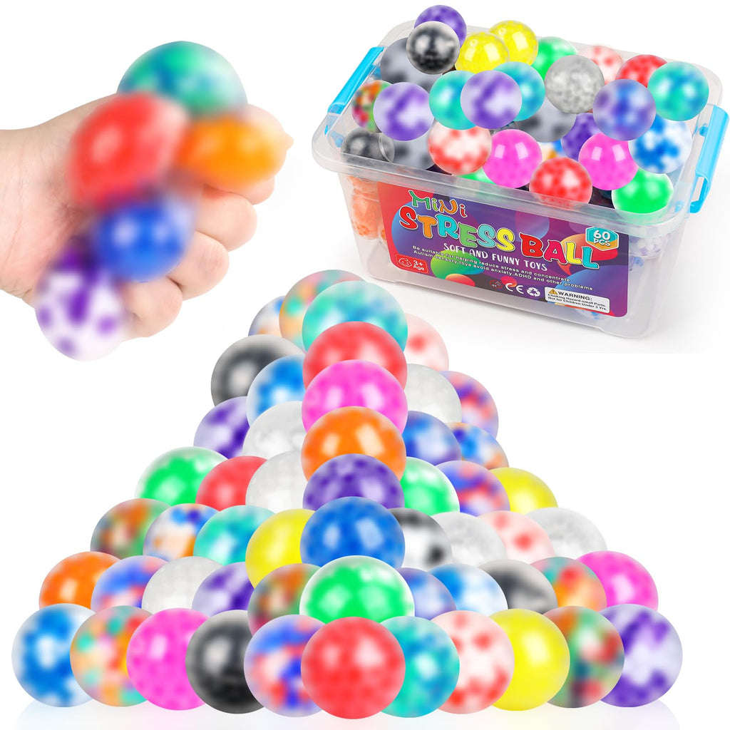 Mini Squishy Stress Balls – 60-Pack Bulk Set
