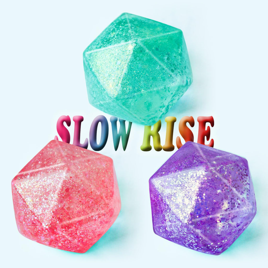 Glitter Diamond Squishy Cube Stress Balls – 3-Pack (Purple, Red & Blue)