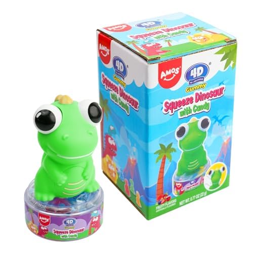 Amos 4D Squeeze Dinosaur with Gummy Candy – Green
