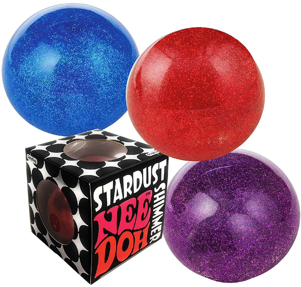 Nee-Doh Stardust Shimmer Groovy Glob – 3-Pack (Blue, Red & Purple)