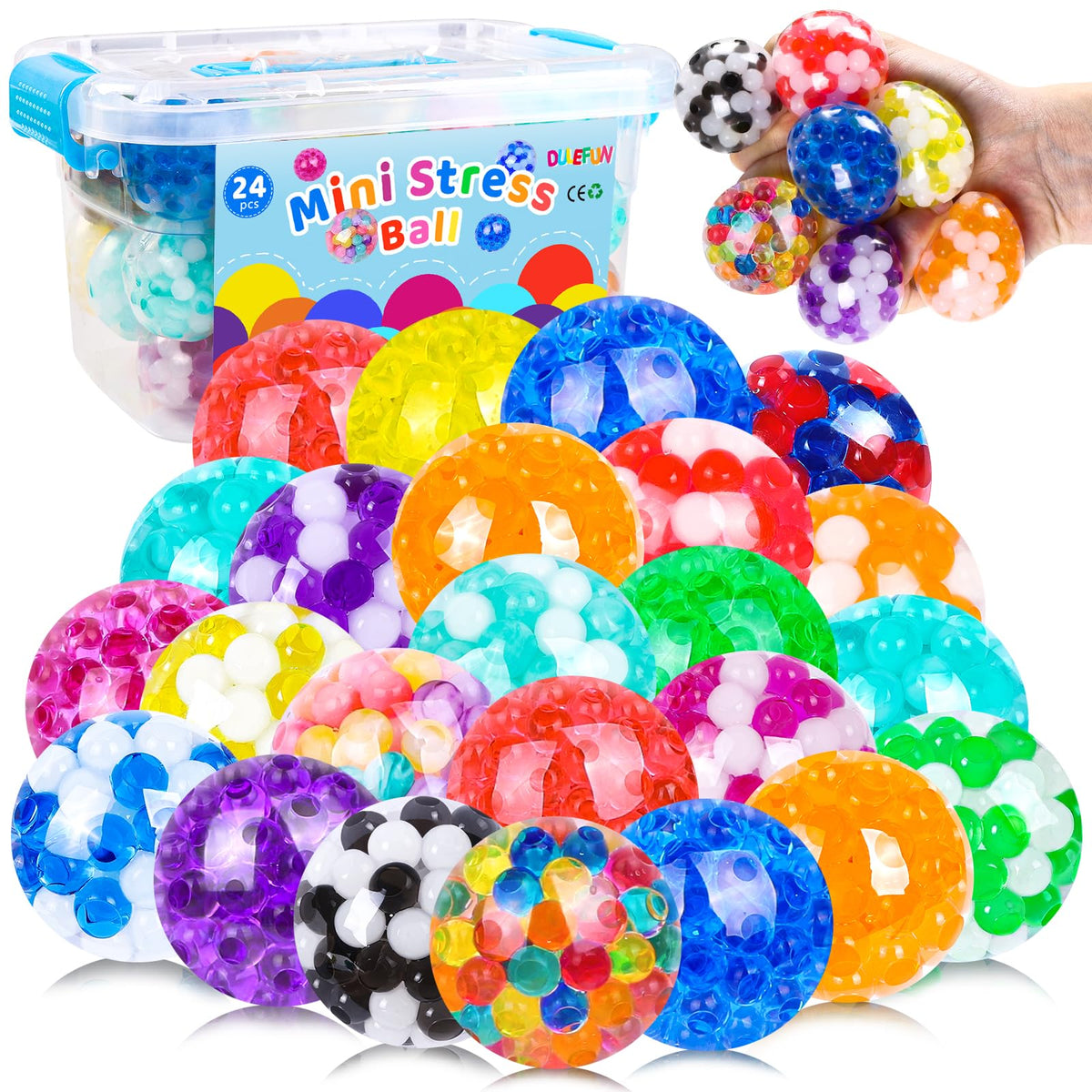 Mini Squishy Stress Balls – 24-Pack Party Favors