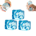 Blue Ice Cube Squishy Stress Balls with Snowflakes – 3-Pack